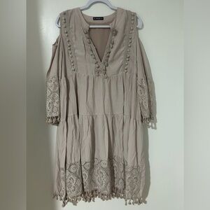 Elegant Beige Midi Dress